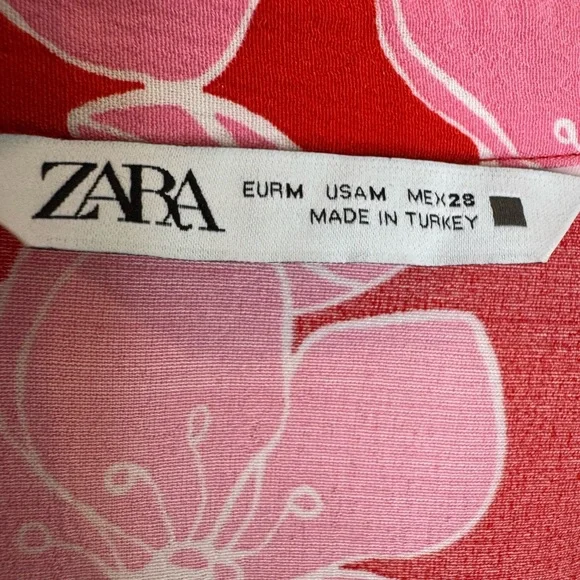 Zara Floral Red pink Women's Top size medium - Picture 3 of 9